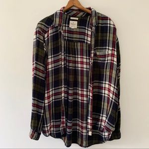 American Eagle Boyfriend Flannel Green Red XL